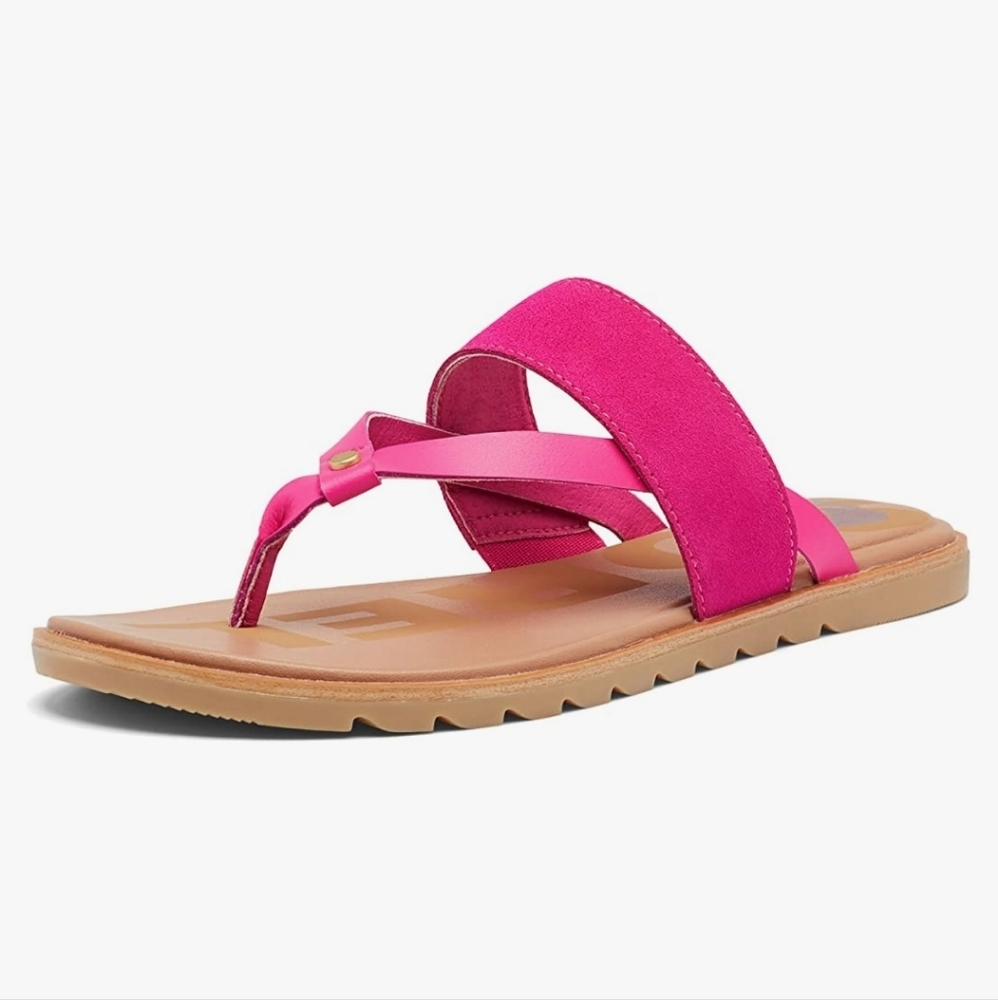 Sorel Ella II Easy Flip Leather and Suede Thong Sandals